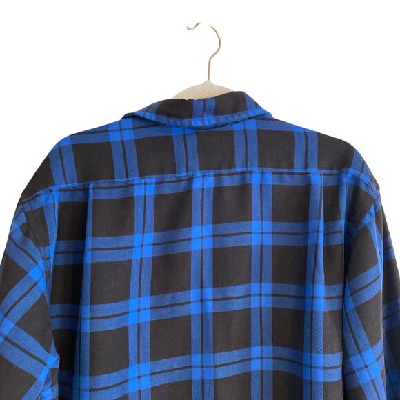 Cabelas Blue Black Checked Flannel Outdoors Gorpcore Button Down Shirt Size XL - Picture 12 of 16